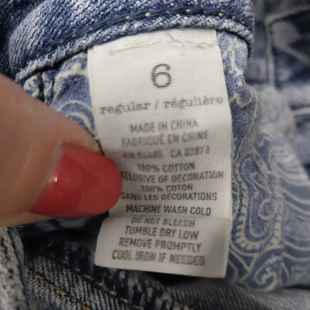 2961 Size 6 American Eagle Appliqued With Quilted Flowers Flare Leg Jeans - Picture 5 of 5